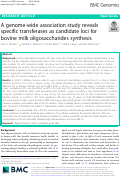 Cover page: A genome-wide association study reveals specific transferases as candidate loci for bovine milk oligosaccharides synthesis