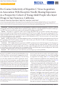 Cover page: Per-contact infectivity of hepatitis C virus acquisition in association with receptive needle sharing exposures in a prospective cohort of young adult people who inject drugs in San Francisco, California