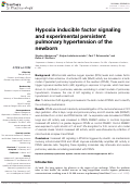 Cover page: Hypoxia inducible factor signaling and experimental persistent pulmonary hypertension of the newborn