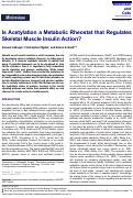 Cover page: Is Acetylation a Metabolic Rheostat that Regulates Skeletal Muscle Insulin Action?