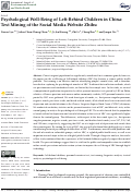 Cover page: Psychological Well-Being of Left-Behind Children in China: Text Mining of the Social Media Website Zhihu