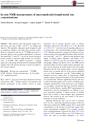 Cover page: In situ NMR measurement of macromolecule-bound metal ion concentrations