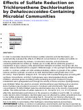 Cover page: Effects of Sulfate Reduction on Trichloroethene Dechlorination by Dehalococcoides-Containing Microbial Communities