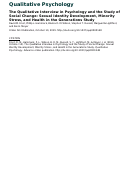 Cover page: The Qualitative Interview in Psychology and the Study of Social Change: Sexual Identity Development, Minority Stress, and Health in the Generations Study