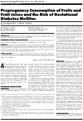 Cover page: Prepregnancy Consumption of Fruits and Fruit Juices and the Risk of Gestational Diabetes Mellitus A prospective cohort study