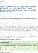 Cover page: Individual Differences in Human Path Integration Abilities Correlate with Gray Matter Volume in Retrosplenial Cortex, Hippocampus, and Medial Prefrontal Cortex