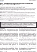 Cover page: Neural Reward Processing Mediates the Relationship between Insomnia Symptoms and Depression in Adolescence