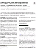 Cover page: Community Health Worker Perspectives on Engaging Unhoused Peer Ambassadors for COVID-19 Vaccine Outreach in Homeless Encampments and Shelters