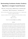 Cover page: Benchmarking Coordination Number Prediction Algorithms on Inorganic Crystal Structures