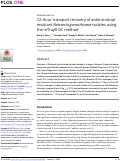 Cover page: 72-Hour transport recovery of antimicrobial resistant Neisseria gonorrhoeae isolates using the InTray® GC method