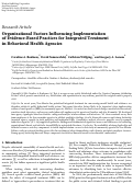 Cover page: Organizational Factors Influencing Implementation of Evidence-Based Practices for Integrated Treatment in Behavioral Health Agencies