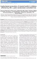 Cover page: Family‐based promotion of mental health in children affected by HIV: a pilot randomized controlled trial