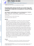 Cover page: Integrating family planning into HIV care in western Kenya: HIV care providers’ perspectives and experiences one year following integration