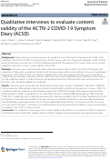 Cover page: Qualitative interviews to evaluate content validity of the ACTIV-2 COVID-19 Symptom Diary (ACSD)