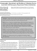 Cover page: Demographic, Operational, and Healthcare Utilization Factors Associated with Emergency Department Patient Satisfaction