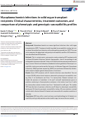 Cover page: Mycoplasma hominis infections in solid organ transplant recipients: Clinical characteristics, treatment outcomes, and comparison of phenotypic and genotypic susceptibility profiles.