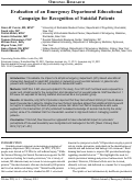 Cover page: Evaluation of an Emergency Department Educational Campaign for Recognition of Suicidal Patients