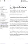 Cover page: Reward processing deficits arise early in familial frontotemporal dementia.