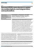 Cover page: Neuronal APOE4 removal protects against tau-mediated gliosis, neurodegeneration and myelin deficits