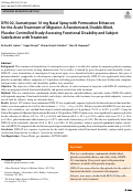 Cover page: DFN-02, Sumatriptan 10 mg Nasal Spray with Permeation Enhancer, for the Acute Treatment of Migraine: A Randomized, Double-Blind, Placebo-Controlled Study Assessing Functional Disability and Subject Satisfaction with Treatment