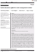 Cover page: System dynamics applied to water management in lakes*