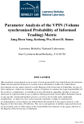 Cover page: Parameter Analysis of the VPIN (Volume
synchronized Probability of Informed
Trading) Metric