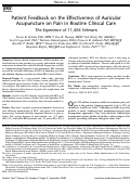 Cover page: Patient Feedback on the Effectiveness of Auricular Acupuncture on Pain in Routine Clinical Care