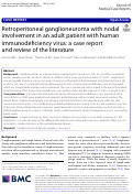 Cover page: Retroperitoneal ganglioneuroma with nodal involvement in an adult patient with human immunodeficiency virus: a case report and review of the literature.