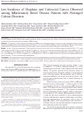 Cover page: Low Incidence of Dysplasia and Colorectal Cancer Observed among Inflammatory Bowel Disease Patients with Prolonged Colonic Diversion.