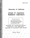 Cover page: PROGRAMS FOR CALCULATING RELATIVE INTENSITIES IN THE VIBRATIONAL STRUCTURE OF ELECTRONIC BAND SYSTEMS