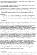 Cover page: Screening emergency department patients for opioid drug use: A qualitative systematic review