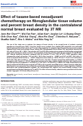 Cover page: Effect of taxane‐based neoadjuvant chemotherapy on fibroglandular tissue volume and percent breast density in the contralateral normal breast evaluated by 3T MR