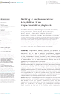 Cover page: Getting to implementation: Adaptation of an implementation playbook