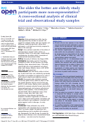 Cover page: The older the better: are elderly study participants more non-representative? A cross-sectional analysis of clinical trial and observational study samples