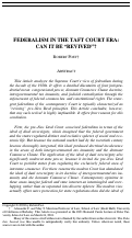 Cover page: Federalism in the Taft Court Era: Can It Be Revived"?