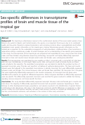 Cover page: Sex-specific differences in transcriptome profiles of brain and muscle tissue of the tropical gar