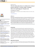 Cover page: Shorter sleep durations in adolescents reduce power density in a wide range of waking electroencephalogram frequencies