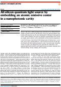 Cover page: All-silicon quantum light source by embedding an atomic emissive center in a nanophotonic cavity