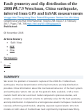 Cover page: Fault geometry and slip distribution of the 2008 Mw 7.9 Wenchuan, China earthquake, inferred from GPS and InSAR measurements