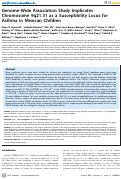 Cover page: Genome-Wide Association Study Implicates Chromosome 9q21.31 as a Susceptibility Locus for Asthma in Mexican Children