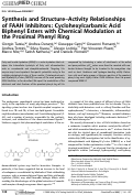 Cover page: Synthesis and Structure–Activity Relationships of FAAH Inhibitors: Cyclohexylcarbamic Acid Biphenyl Esters with Chemical Modulation at the Proximal Phenyl Ring