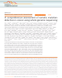 Cover page: A comprehensive assessment of somatic mutation detection in cancer using whole-genome sequencing.