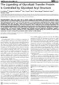 Cover page: The Liganding of Glycolipid Transfer Protein Is Controlled by Glycolipid Acyl Structure