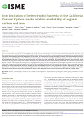 Cover page: Iron limitation of heterotrophic bacteria in the California Current System tracks relative availability of organic carbon and iron.