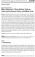 Cover page: Why California’s ‘Three Strikes’ Fails as Crime and Economic Policy, and What to Do