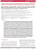 Cover page: Utility of patient-derived lymphoblastoid cell lines as an ex vivo capecitabine sensitivity prediction model for breast cancer patients