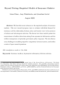 Cover page of Beyond Testing: Empirical Models of Insurance Markets