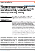 Cover page: Virtual birefringence imaging and histological staining of amyloid deposits in label-free tissue using autofluorescence microscopy and deep learning.