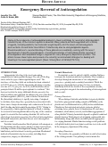 Cover page: Emergency Reversal of Anticoagulation