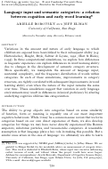 Cover page: Language input and semantic categories: a relation between cognition and early word learning